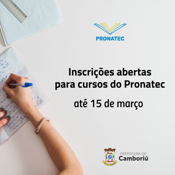 Seguem abertas as inscrições para cursos do Pronatec em Camboriú
