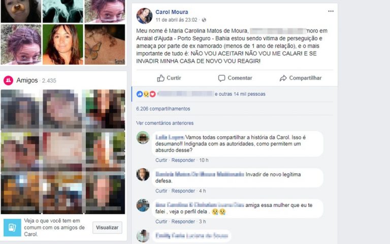 Após denúncia no Facebook, Justiça da Bahia determina medida protetiva contra ex-namorado
