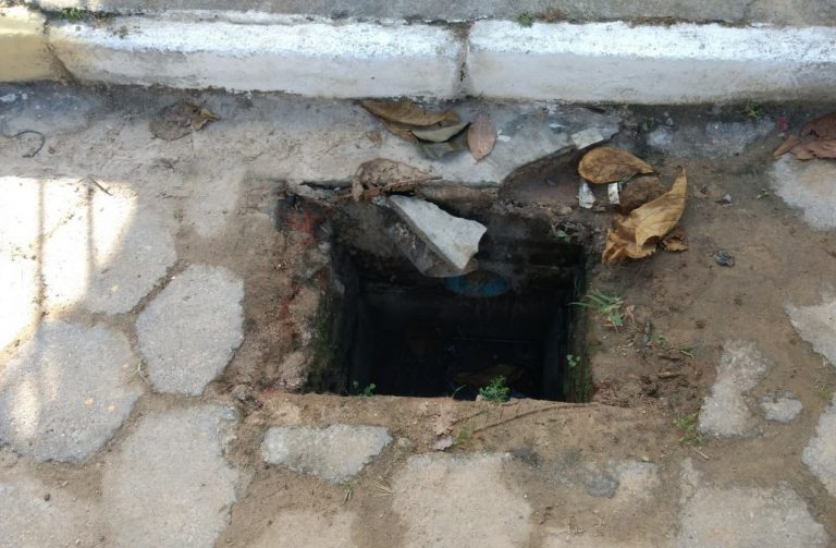 Tampas de bueiros são furtadas no bairro Monte Alegre
