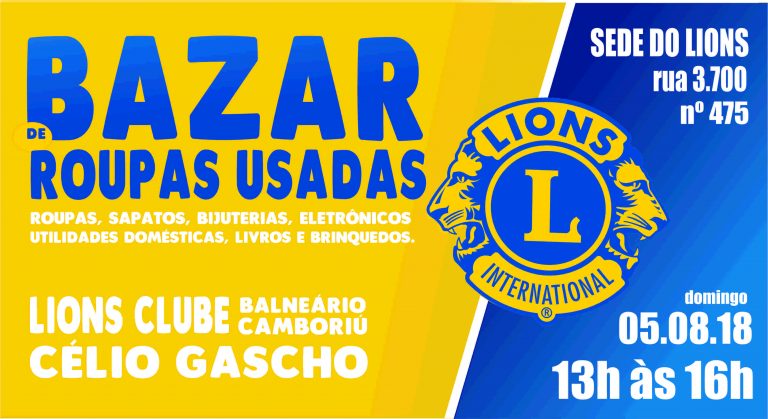 Bazar Beneficente do Lions Clube Célio Gascho será no próximo domingo (5)