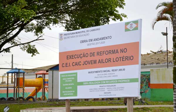 Prefeitura de Camboriú executa obras e melhorias em escolas e CEIs