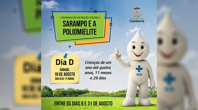 Campanha de vacinação contra poliomielite e sarampo será entre os dias 6 e 31 de agosto