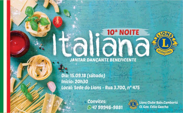 Lions promove a 10ª Noite Italiana Beneficente