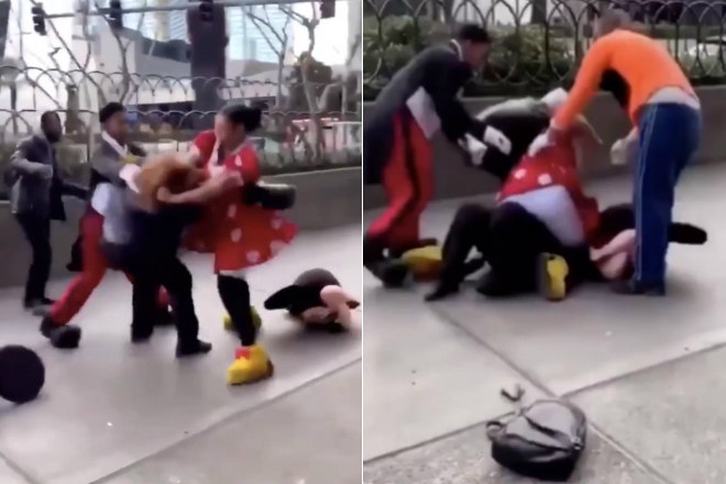 VÍDEO: Minnie agride segurança em briga separada por Mickey e Pateta