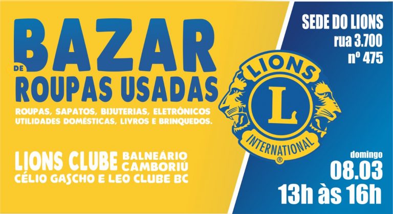 Bazar Beneficente na sede do Lions será neste domingo (8)
