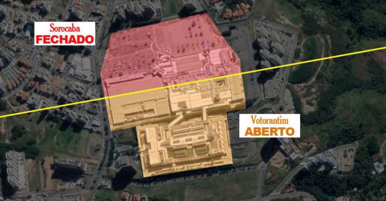 Shopping que fica na divisa entre dois municípios tem metade das lojas fechadas