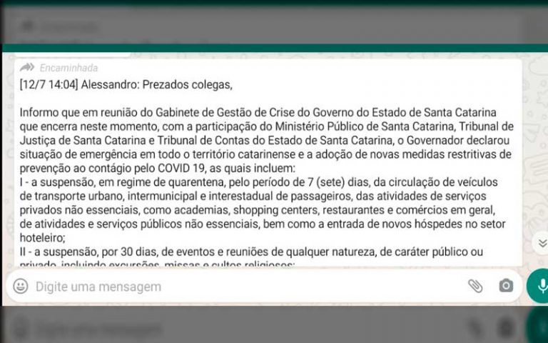 Texto do MP que está rolando nos grupos de Whats é de março