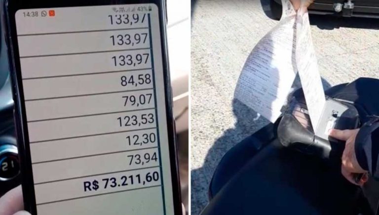 Moto é apreendida com mais de 70 mil reais em dívidas