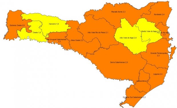 Atualização na matriz de risco aponta quatro regiões classificadas com risco Alto