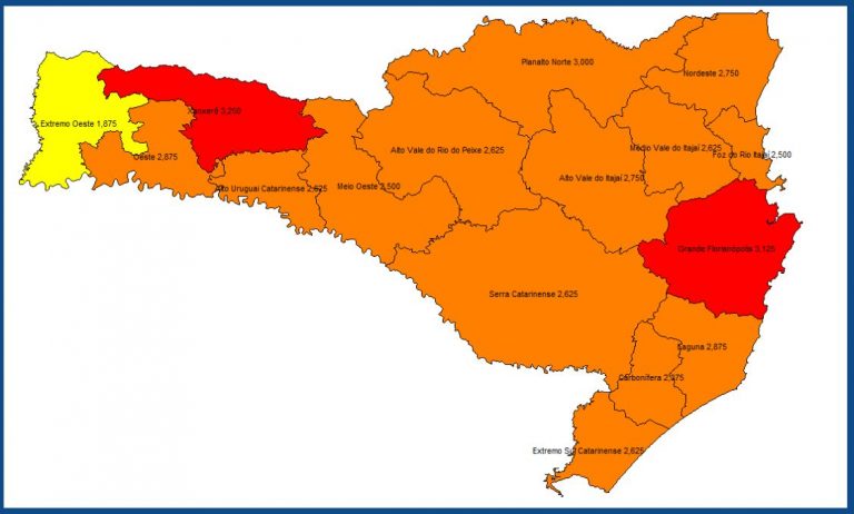ATUALIZAÇÃO: Novo mapa de risco em SC mostra agravamento da pandemia
