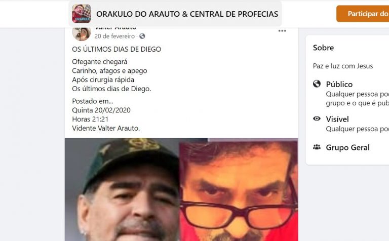 Vidente de Balneário Camboriú previu morte de Maradona