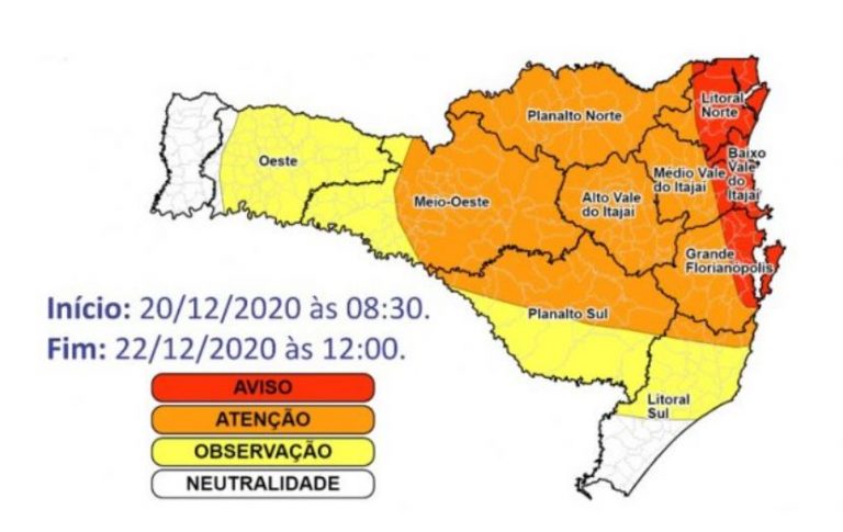 Alerta devido à chuva intensa em Santa Catarina