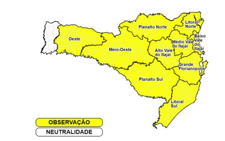 Primeira semana do ano tem alerta de temporais com risco de estragos em SC