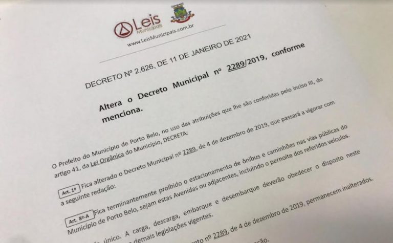 Porto Belo proíbe estacionamento de ônibus e caminhões em vias públicas
