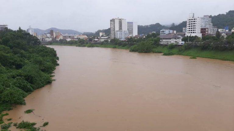 Nível do rio Itajaí-Açu chega a 6 metros em Blumenau e entra em estado de alerta