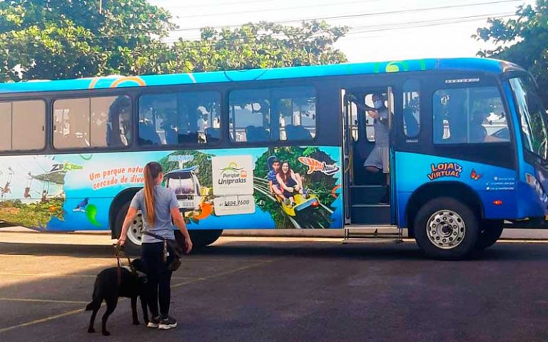 Parque Unipraias apoia treinamento de cães-guias para uso de transporte coletivo