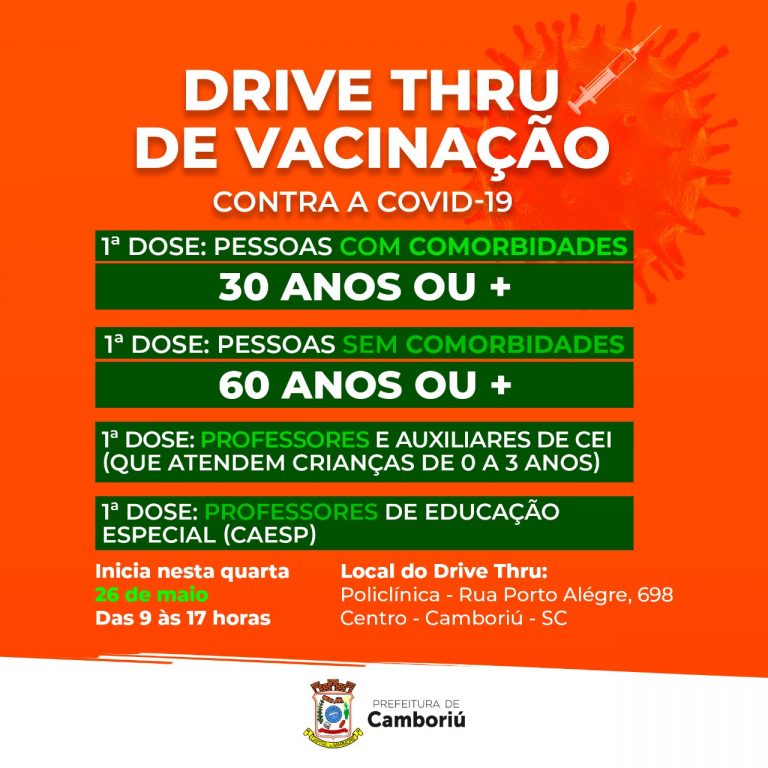 Camboriú inicia hoje a vacinação para público de 30 a 59 anos com comorbidade