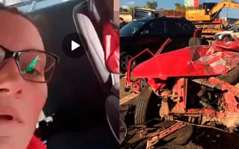 Mulher faz vídeo dizendo que “vai se matar com a filha” joga carro contra caminhão