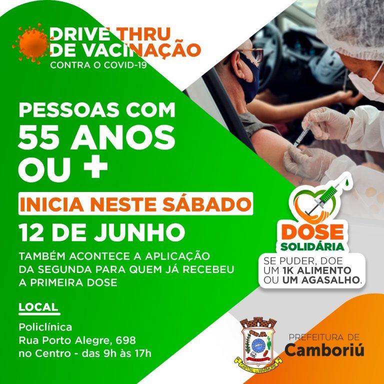 Vacinação contra o Covid-19 em pessoas de 55 a 59 anos de idade em Camboriú
