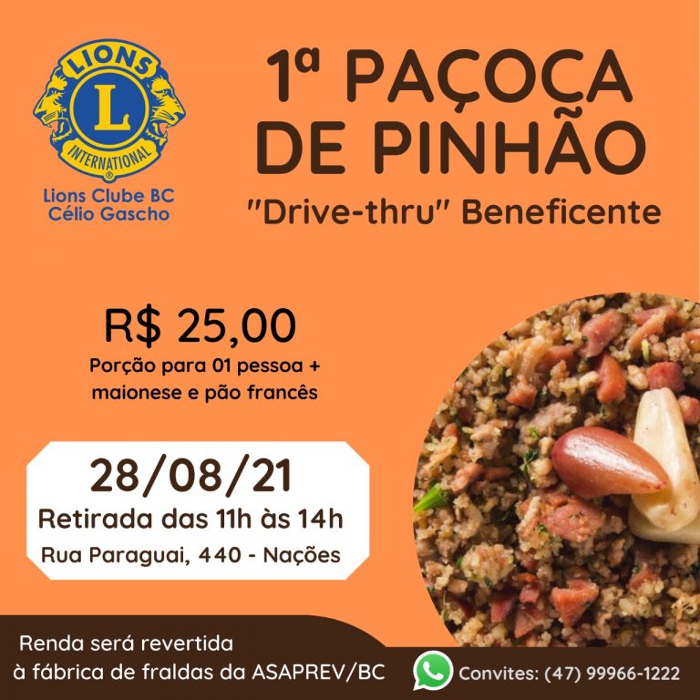 Lions promove a 1ª Paçoca de Pinhão “Drive-Thru” Beneficente