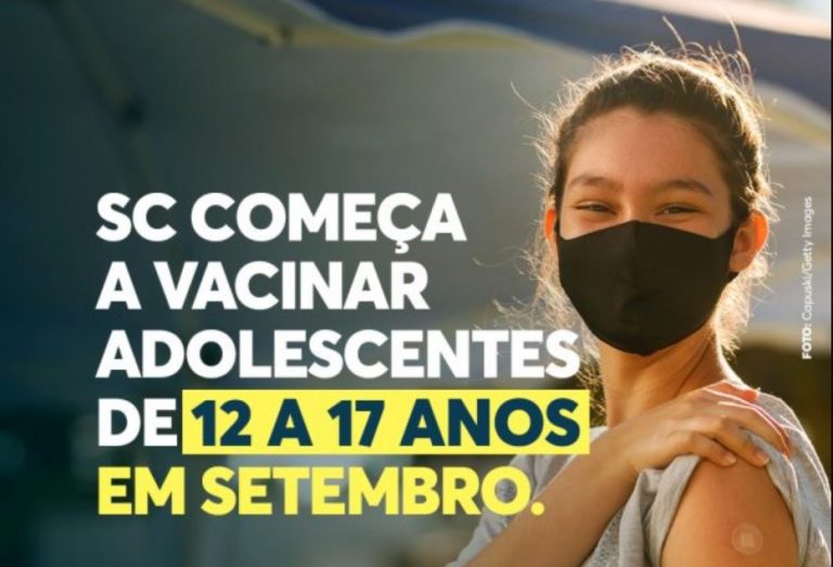 Adolescentes de SC serão vacinados contra a Covid-19 a partir do dia 1º de setembro