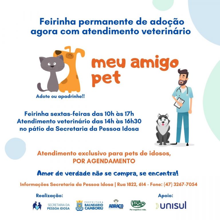 Animais de estimação de idosos terão atendimento veterinário gratuito