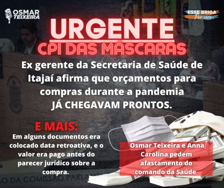 CPI das Máscaras em Itajaí: Ex-gerente da saúde “abre o jogo” em depoimento