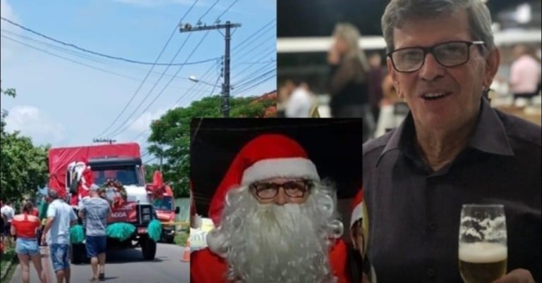 “Papai Noel” morre após cair de caminhão