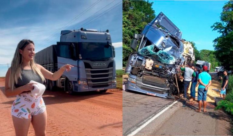 Caminhoneira youtuber sofre grave acidente e fica presa às ferragens