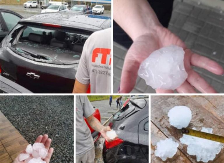 VÍDEO: Chuva de granizo causa estragos em Joinville na tarde desta segunda-feira