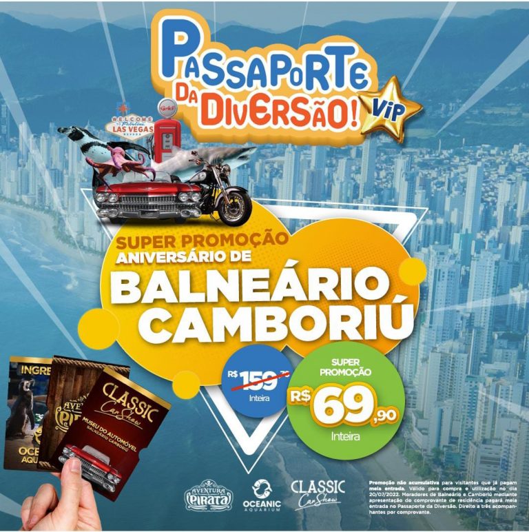 Moradores de Balneário Camboriú e Camboriú ganham super desconto no Passaporte da Diversão