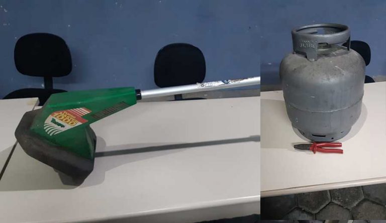 Homem é preso após roubar botijão de gás e cortador de grama