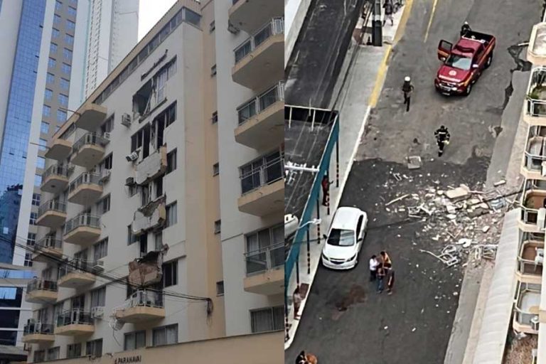 Sacadas de prédio desabam no Bairro Pioneiros