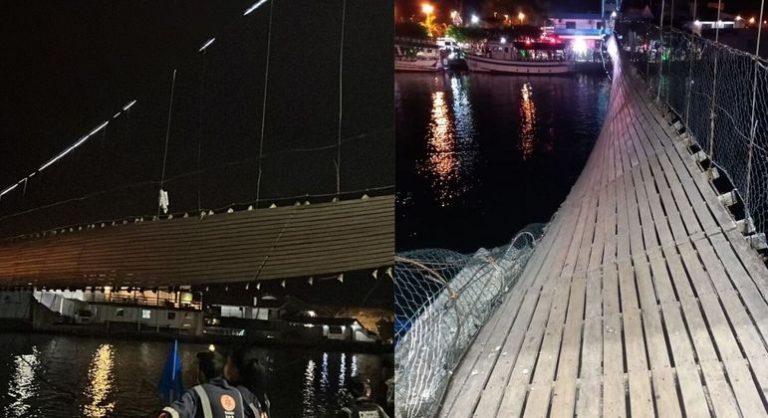 Ponte pênsil cai com 100 pessoas em cima da estrutura no RS