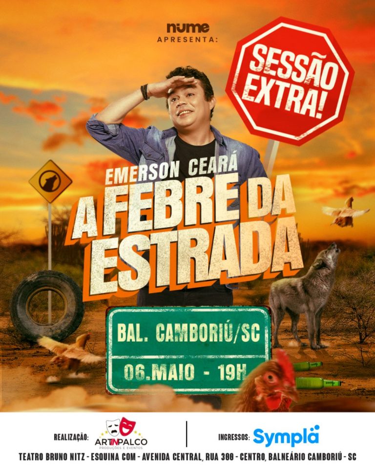 Ingressos esgotando: Emerson Ceará hoje no Teatro Bruno Nitz