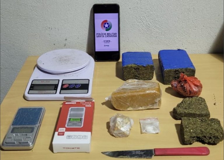PM prende homem com maconha, cocaína e crack, em Camboriú