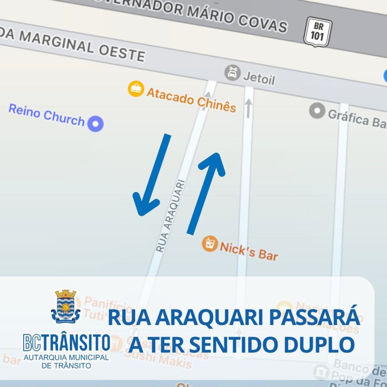 Rua Araquari passará a ter sentido duplo entre 5ª e Marginal