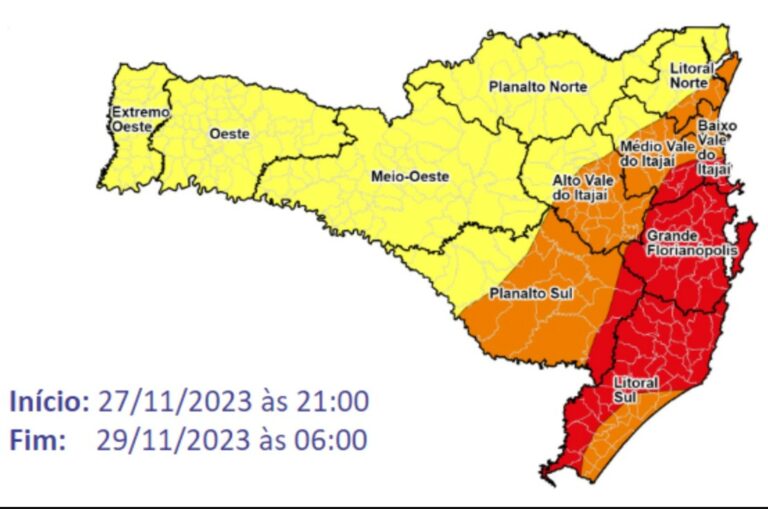 Temporais com chuva intensa e volumosa na terça-feira (28)