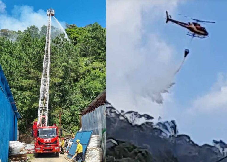 11 viaturas e helicóptero são usados para combater 5500m2 de incêndio em Camboriú