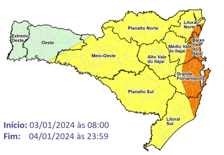 Chuva deve persistir em várias regiões de SC até esta quinta (4)