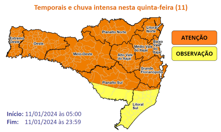 Frente fria pode trazer chuva hoje e quinta-feira (11)