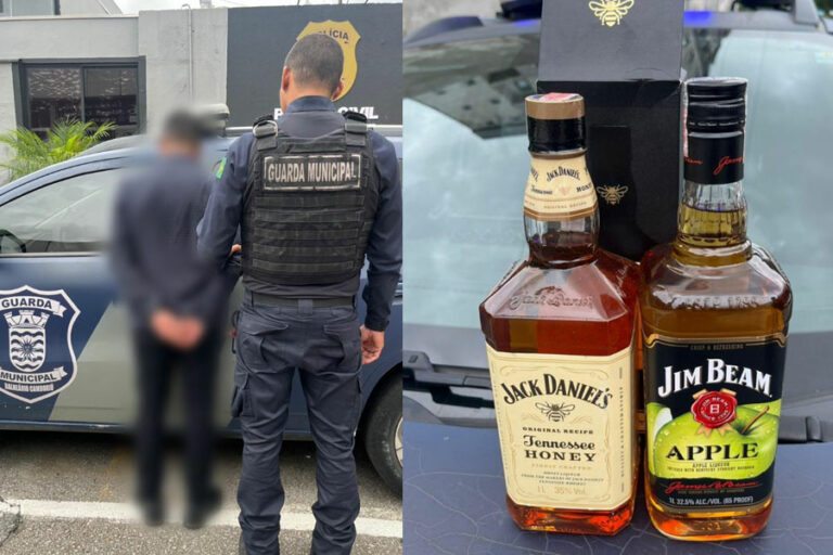 Homem é preso pela GM após roubar whisky em supermercado