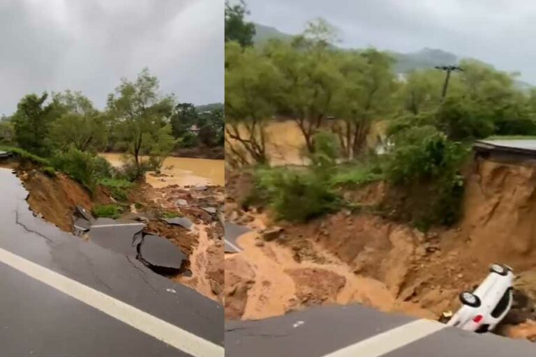 Cratera interdita totalmente BR-470 entre Rio do Sul e Ascurra
