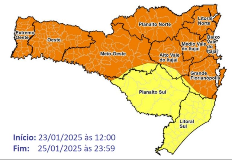 Defesa Civil alerta para temporais entre hoje (23) e amanhã (24)